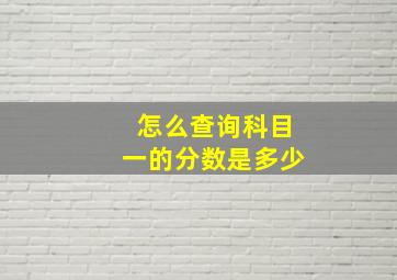 怎么查询科目一的分数是多少