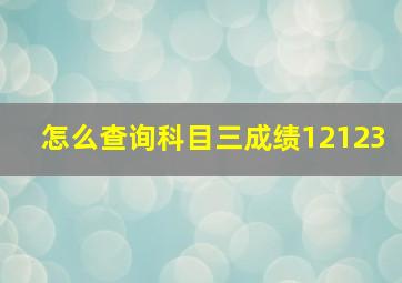 怎么查询科目三成绩12123