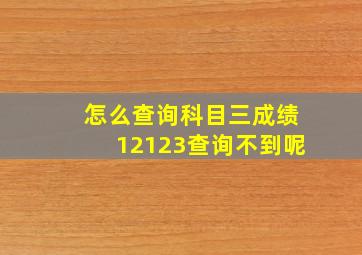 怎么查询科目三成绩12123查询不到呢