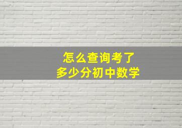 怎么查询考了多少分初中数学