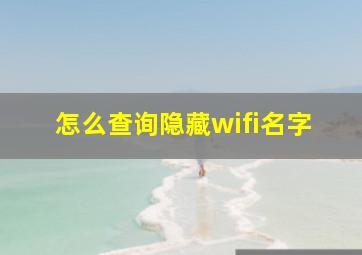 怎么查询隐藏wifi名字