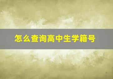 怎么查询高中生学籍号