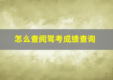 怎么查阅驾考成绩查询