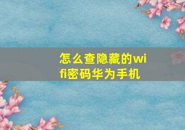 怎么查隐藏的wifi密码华为手机