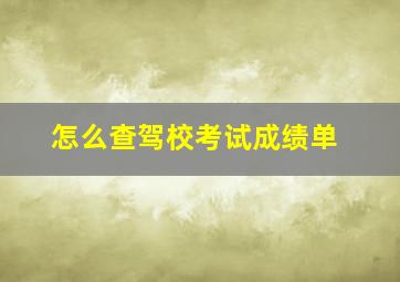 怎么查驾校考试成绩单