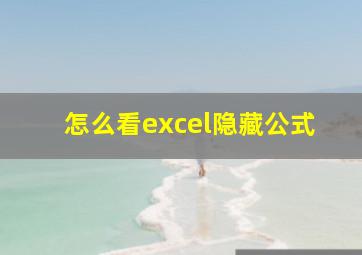 怎么看excel隐藏公式