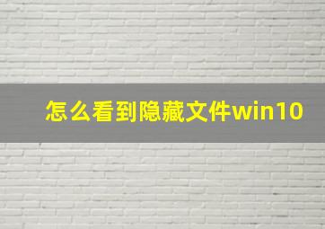 怎么看到隐藏文件win10