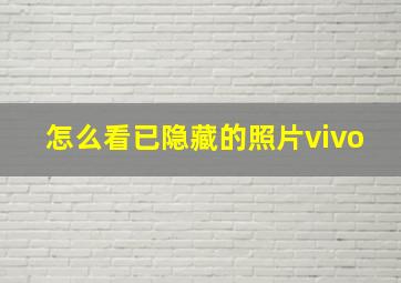 怎么看已隐藏的照片vivo