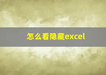 怎么看隐藏excel