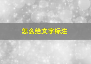 怎么给文字标注