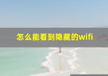 怎么能看到隐藏的wifi