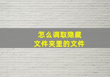 怎么调取隐藏文件夹里的文件