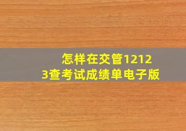 怎样在交管12123查考试成绩单电子版