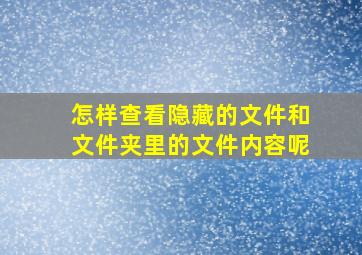 怎样查看隐藏的文件和文件夹里的文件内容呢