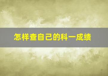 怎样查自己的科一成绩