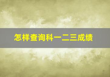 怎样查询科一二三成绩