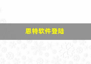 恩特软件登陆