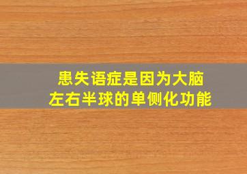 患失语症是因为大脑左右半球的单侧化功能