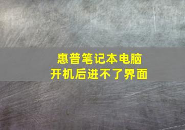 惠普笔记本电脑开机后进不了界面