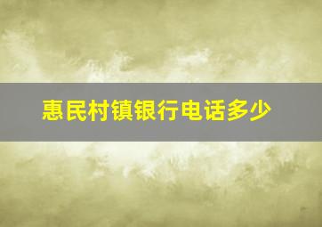 惠民村镇银行电话多少