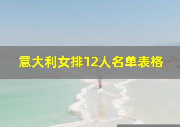 意大利女排12人名单表格