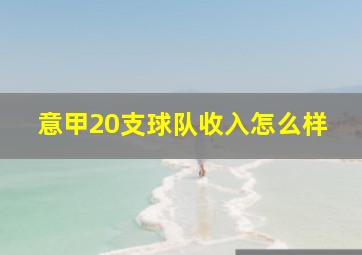 意甲20支球队收入怎么样