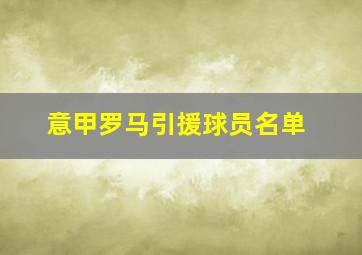 意甲罗马引援球员名单