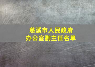 慈溪市人民政府办公室副主任名单