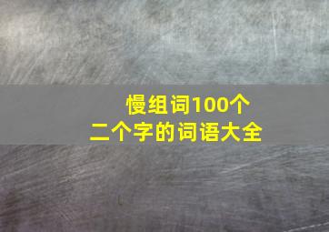 慢组词100个二个字的词语大全