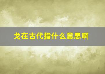 戈在古代指什么意思啊