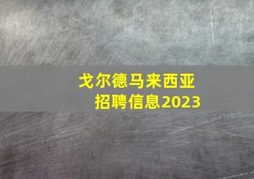 戈尔德马来西亚招聘信息2023