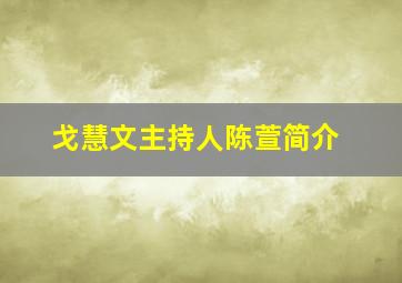 戈慧文主持人陈萱简介