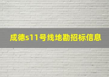 成德s11号线地勘招标信息