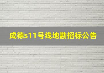 成德s11号线地勘招标公告