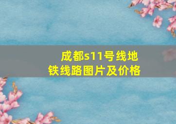 成都s11号线地铁线路图片及价格