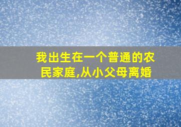 我出生在一个普通的农民家庭,从小父母离婚