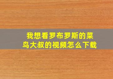 我想看罗布罗斯的菜鸟大叔的视频怎么下载