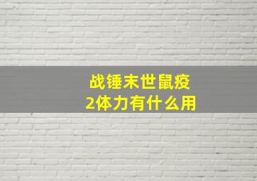 战锤末世鼠疫2体力有什么用