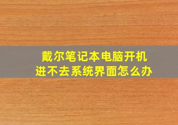 戴尔笔记本电脑开机进不去系统界面怎么办