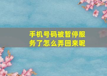 手机号码被暂停服务了怎么弄回来呢