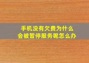 手机没有欠费为什么会被暂停服务呢怎么办