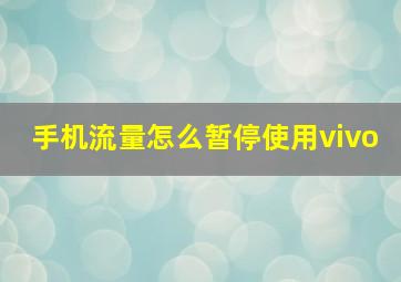 手机流量怎么暂停使用vivo