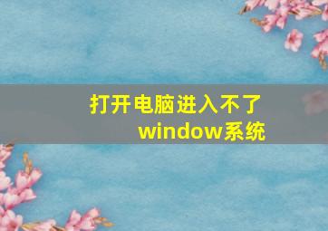 打开电脑进入不了window系统