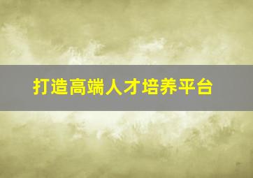 打造高端人才培养平台