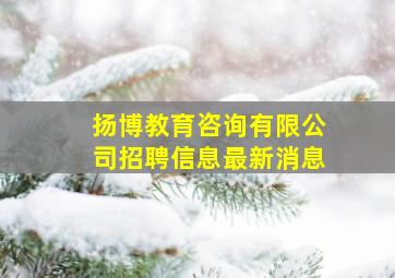 扬博教育咨询有限公司招聘信息最新消息