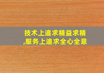 技术上追求精益求精,服务上追求全心全意