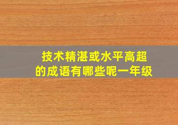 技术精湛或水平高超的成语有哪些呢一年级