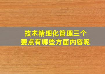 技术精细化管理三个要点有哪些方面内容呢