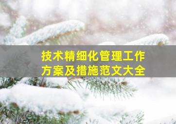 技术精细化管理工作方案及措施范文大全