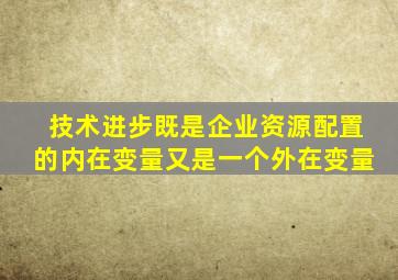 技术进步既是企业资源配置的内在变量又是一个外在变量